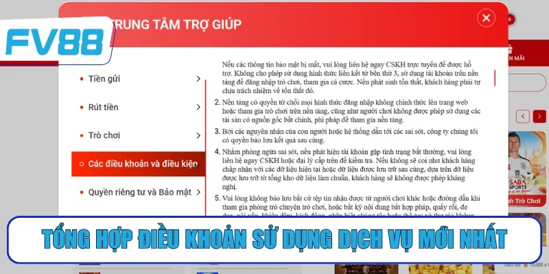 Tổng hợp điều khoản sử dụng dịch vụ mới nhất